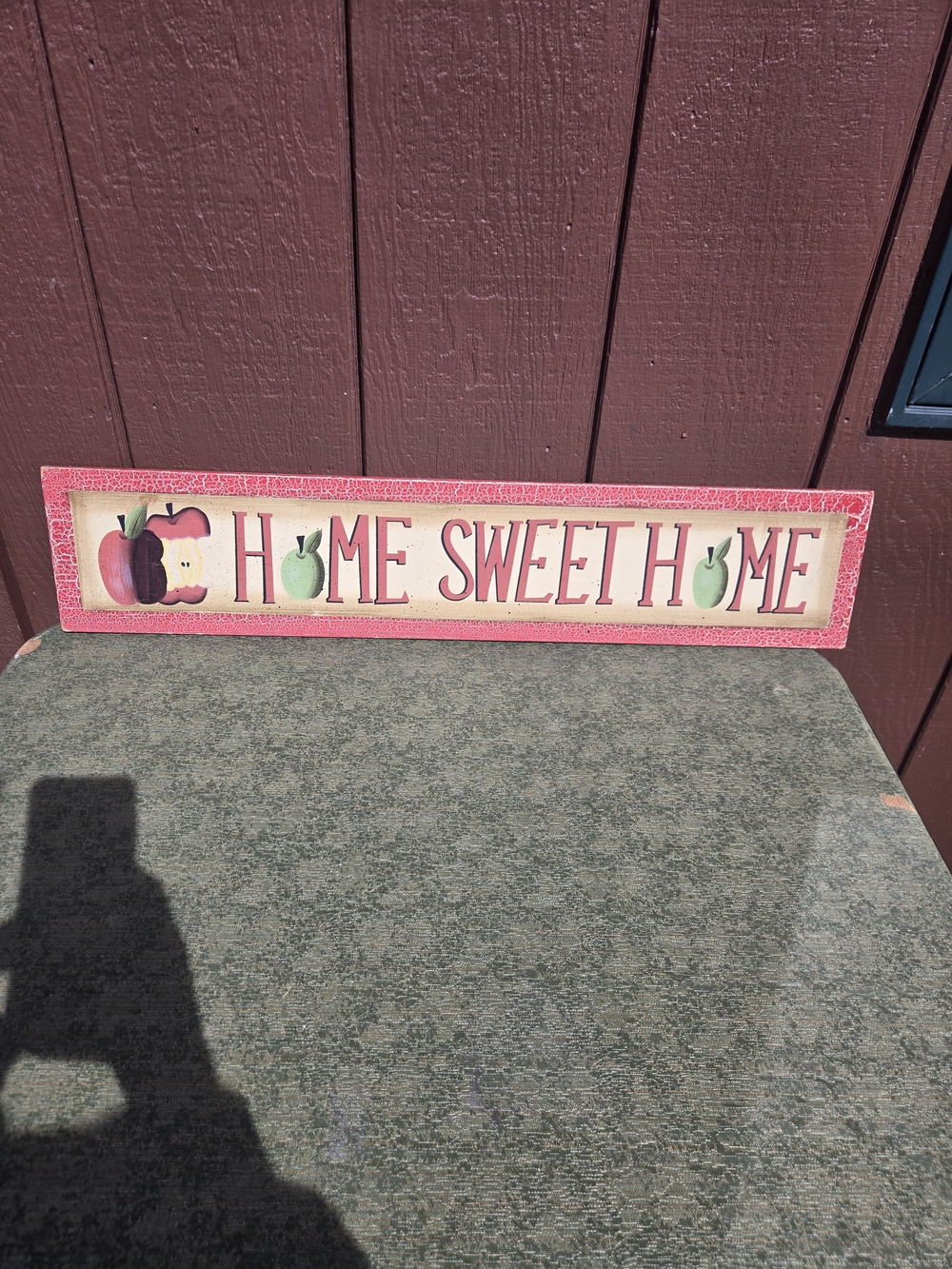 Home Sweet Home Wooden Wall Sign  With Apples And Crackle Accent